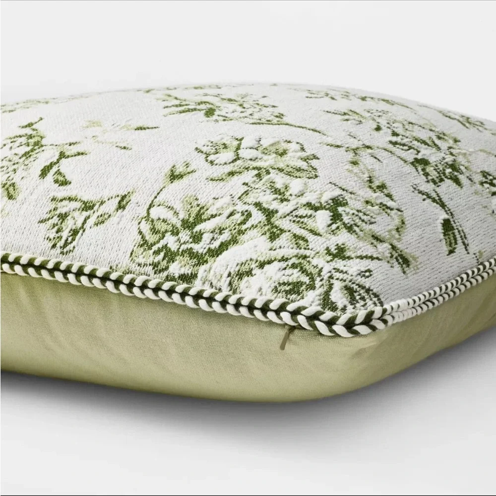 Oversized Square Floral Jacquard Pillow Green - Threshold Studio McGee